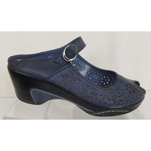 Solesensibility Womens Heel Comfort Shoes Size 10M Heel Blue Vented Peep Toe